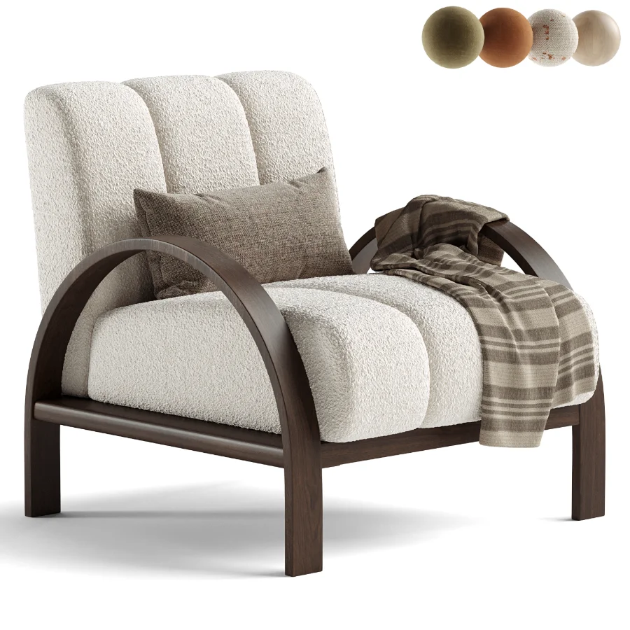 Boucle Ash Wood Accent Chair - Image 1