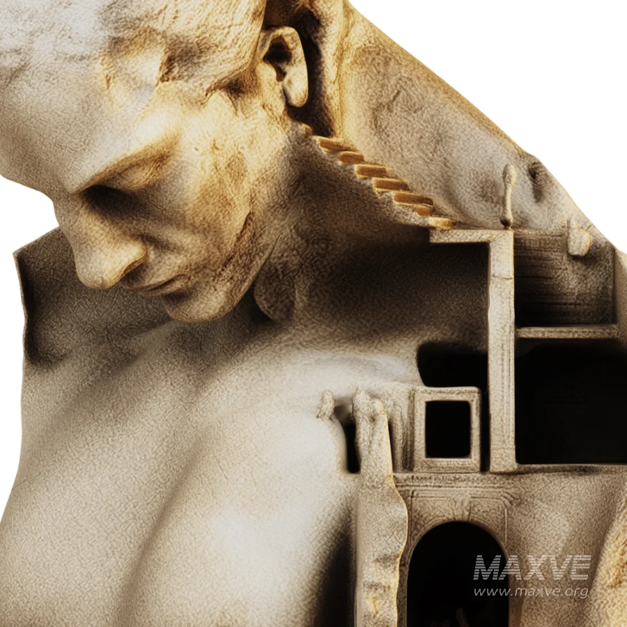 Surrealistic Classical Bust Architectural Sculpture - Image 3