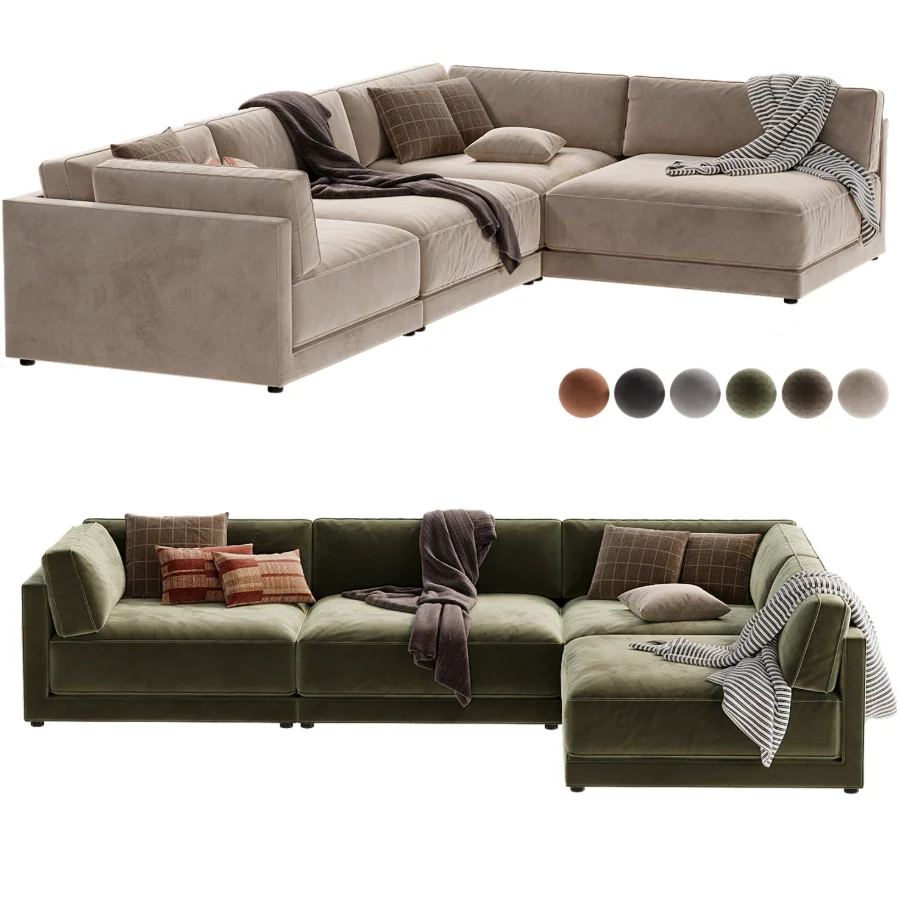 Oriole 4 Piece L Shaped Dark Brown Performance Velvet Modular Sectional Sofa - Image 2