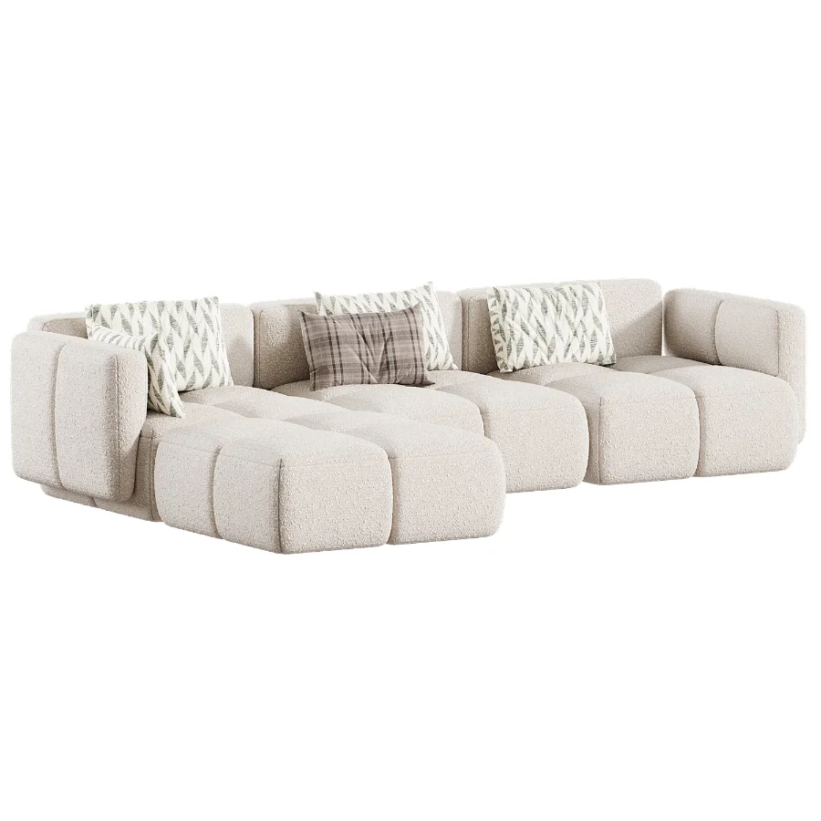 Westwing Teddy Boucle Modular Sofa with Tayla Pouf - Image 3