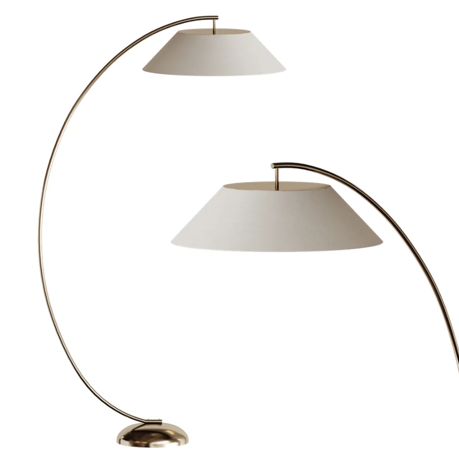 Circo arc bronze and linen floor lamp - Image 1