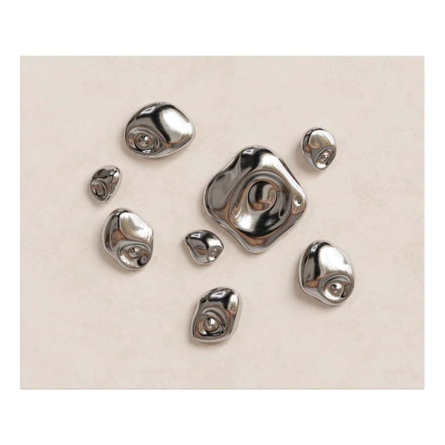 Modern Liquid Gold Pebble Wall Sculptures Set - Image 3