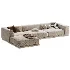 Faible 4 Piece Grey Performance Velvet Deep Depth Sectional Sofa with Right Arm - Thumbnail 1