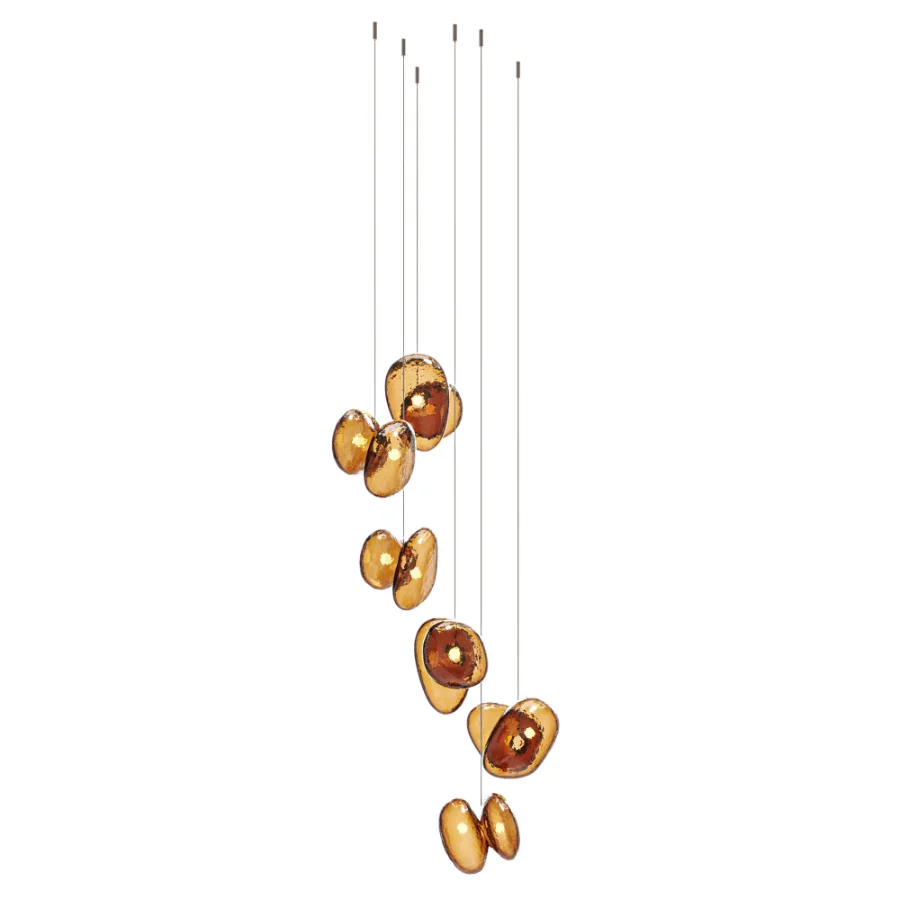 A N D Pebble Chandelier 6 LED Blown Glass Pendant Lamp - Image 1