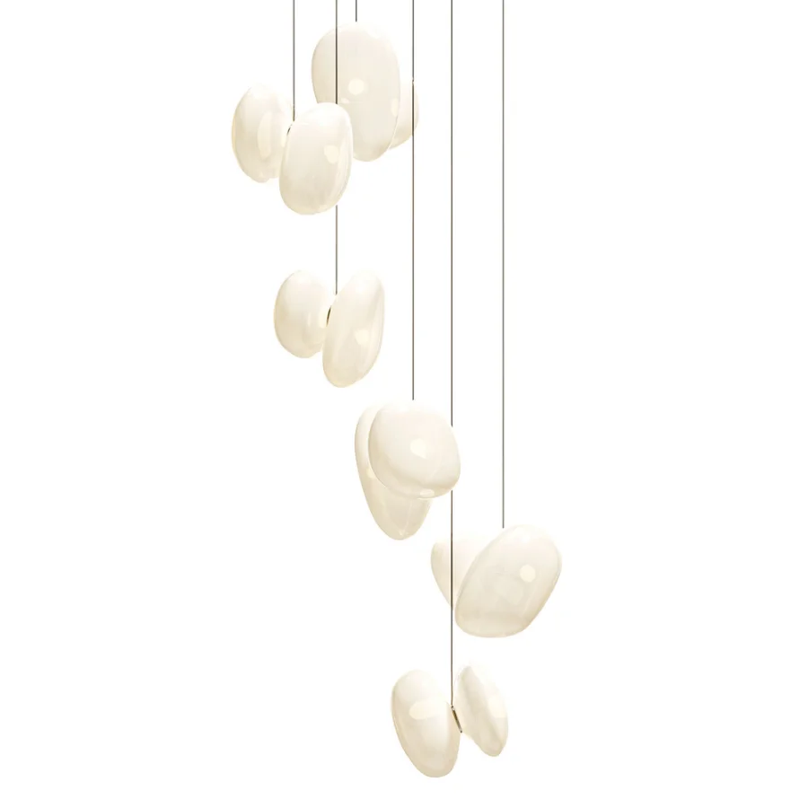 A N D Pebble Chandelier 6 LED Blown Glass Pendant Lamp - Image 2