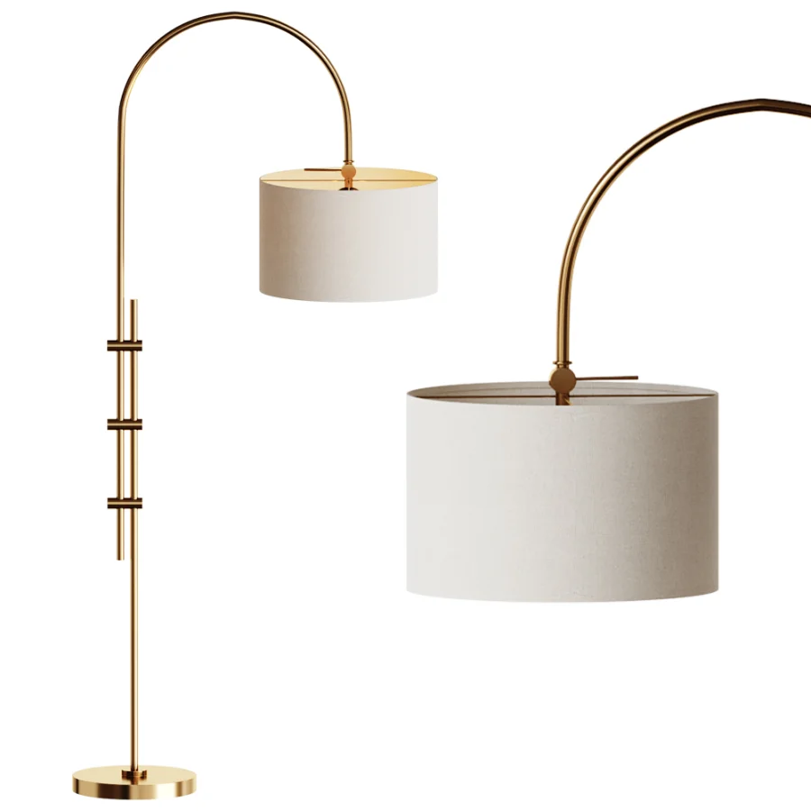 Arc Floor Lamp with Linen Shade - Image 1