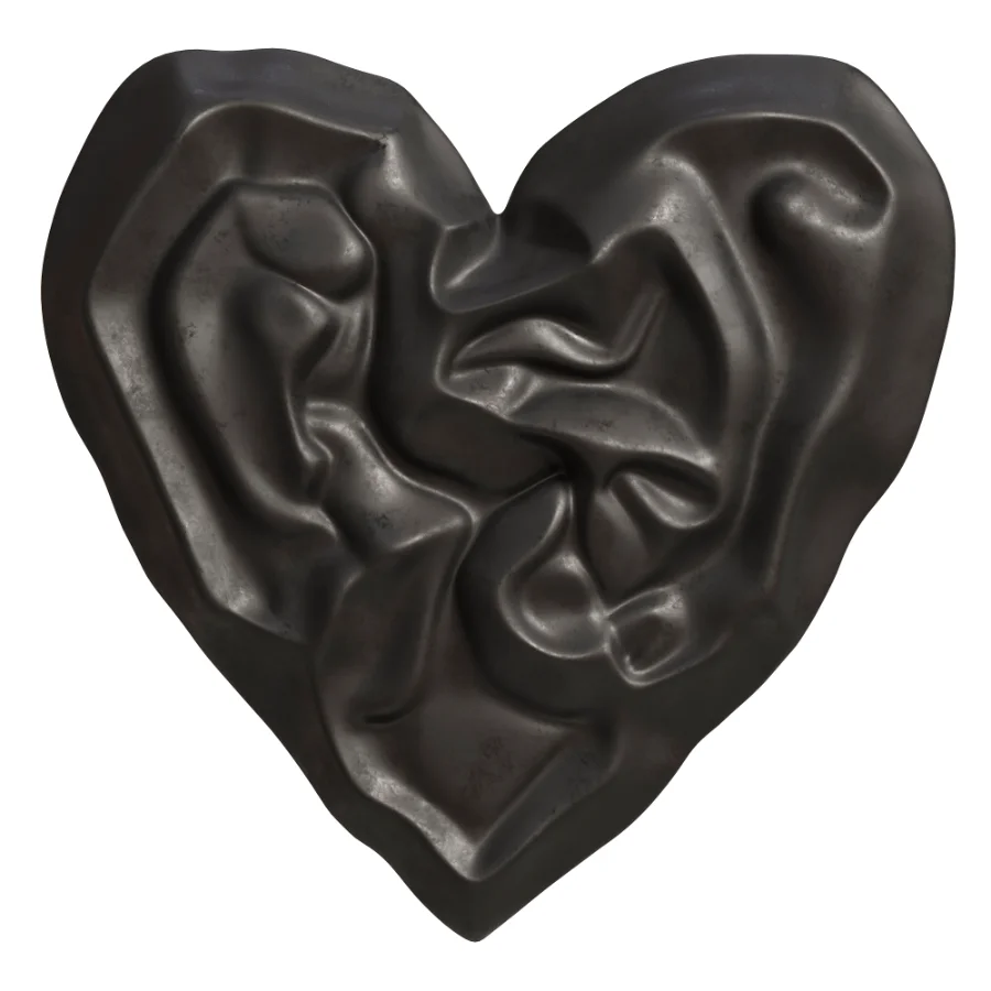 Wall Decor Crumpled Liquid Metal Heart - Image 1