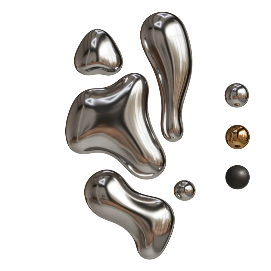 Modern Abstract Chrome Liquid Wall Art - Image 2