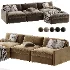 Malea 4 Piece L Shaped Charcoal Grey Performance Fabric Sectional Sofa with Ottoman - Thumbnail 3