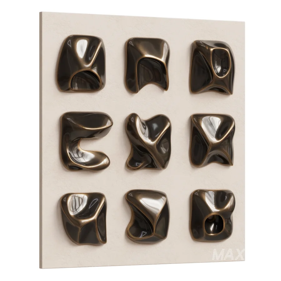 Wall Art Set of Modern Sculptural Clay Elements - Image 4
