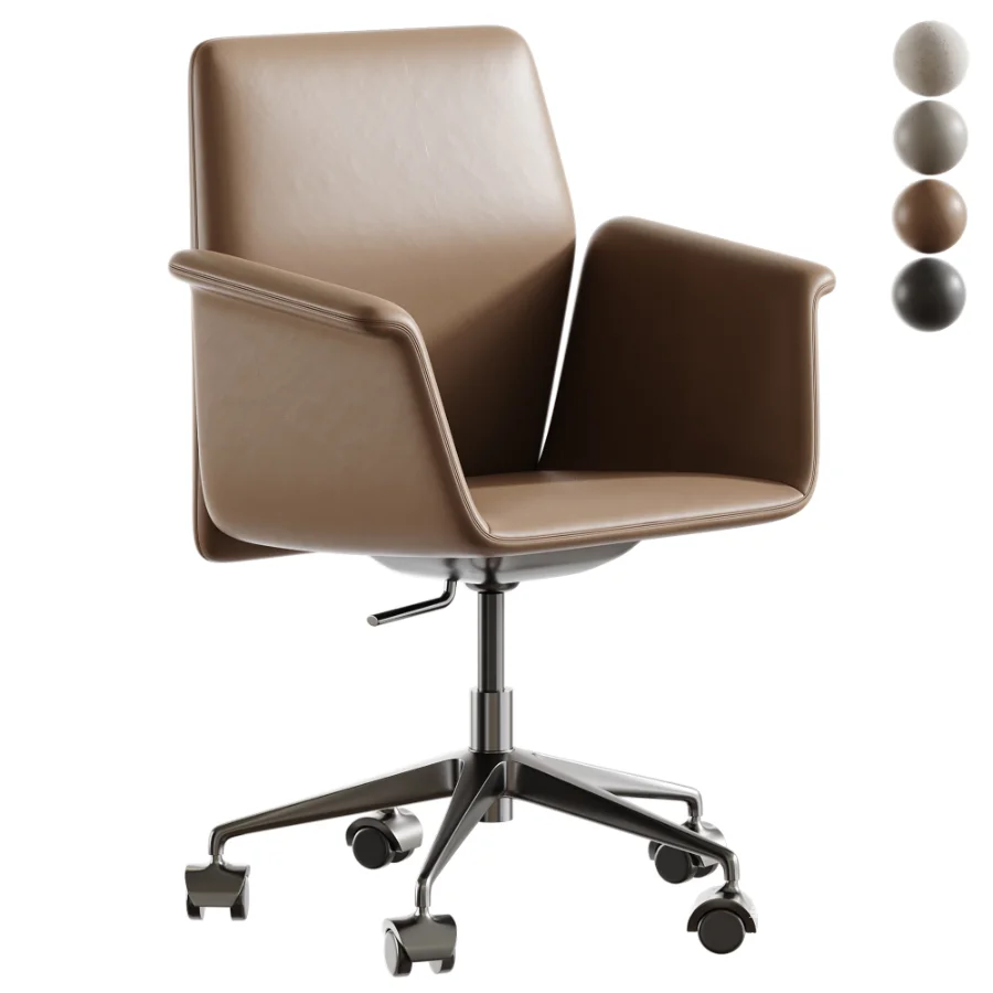 Swivel leather office chair - Image 1