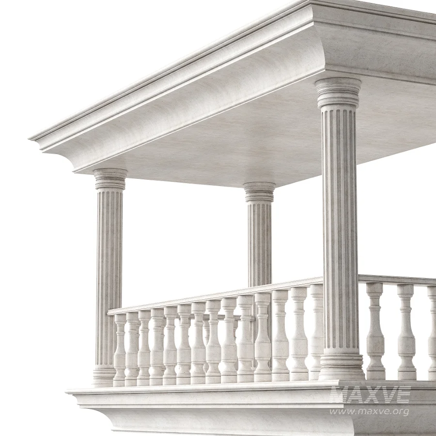 Classical Balcony With Marble Baluster Detailing – Facade Element 2 - Image 6