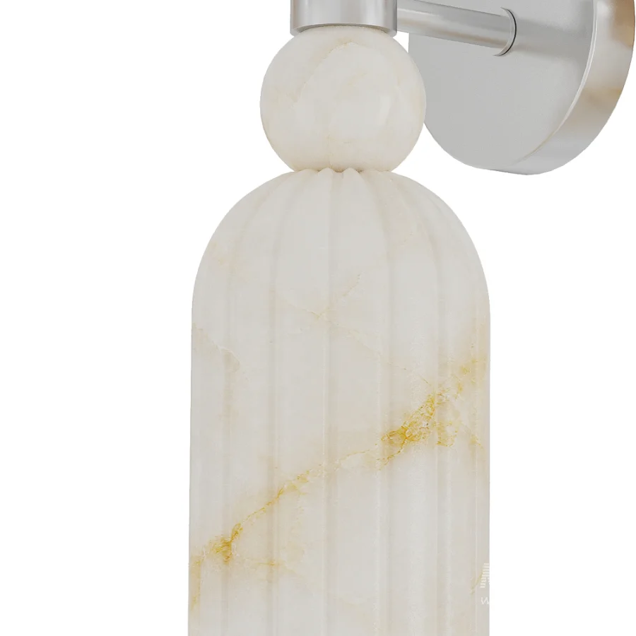 Alabaster Brass Wall Sconce - Image 4
