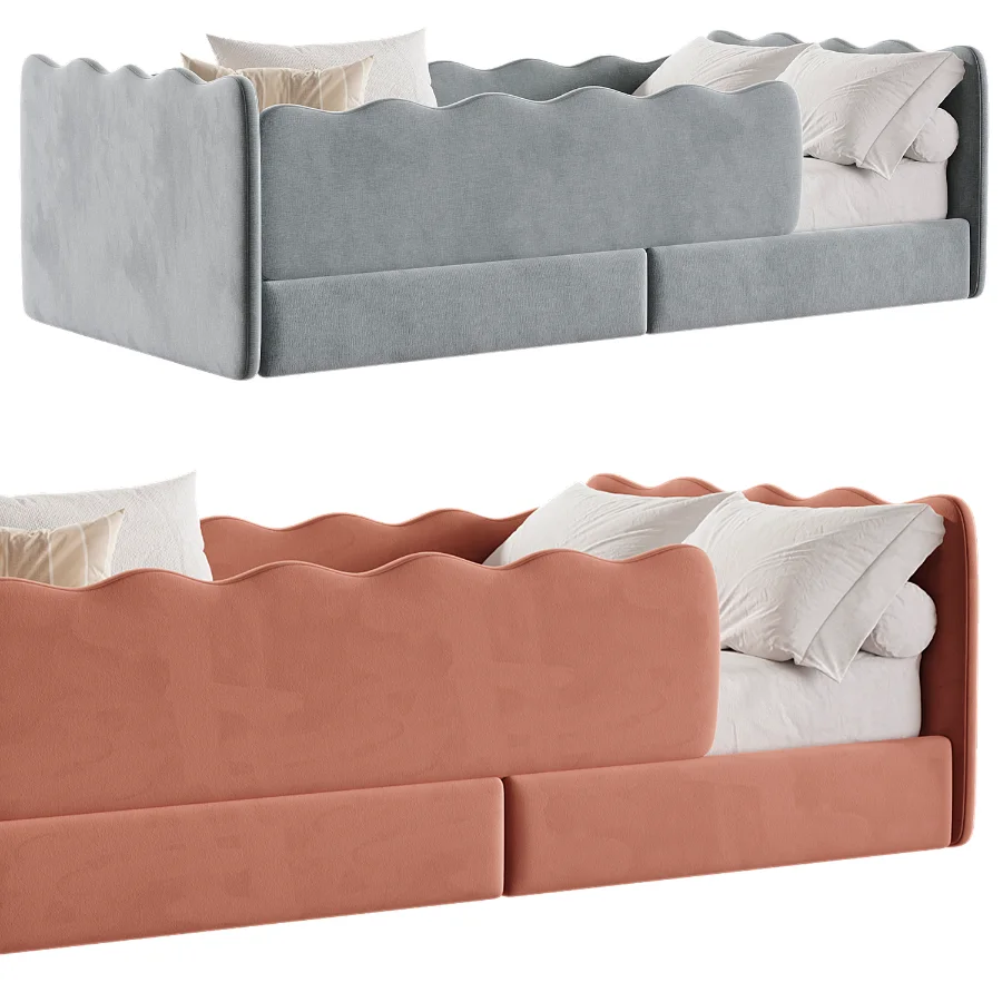 Cozy Ivory Boucle Low Profile Kids Bed - Image 6