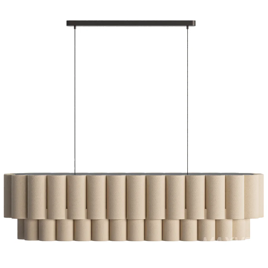 Folia oval scalloped natural linen pendant - Image 3