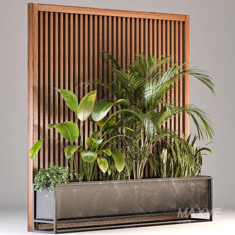 Room Divider Planter 03 – Wooden Panel with Plants - Image 4