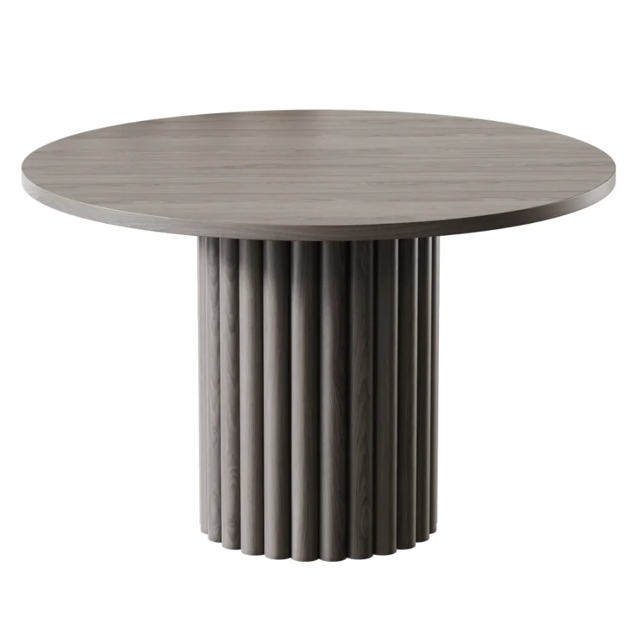Modern Wooden Round Dining Table - Image 4
