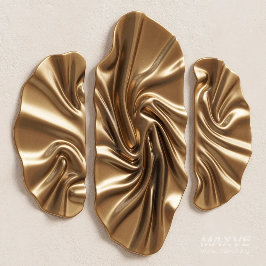 Modern Fluid Brass Metal Wall Decor Triptych - Image 5