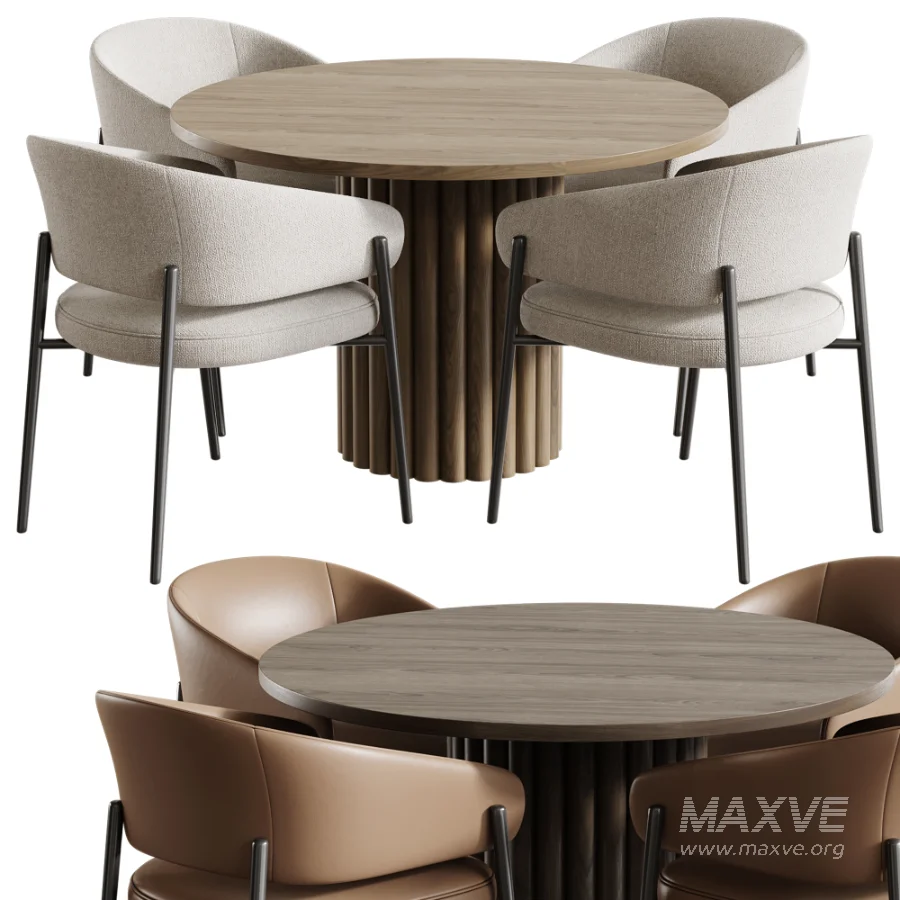 Linda chair And Mayeerty 46 Modern Wooden Round Dining Table - Image 1