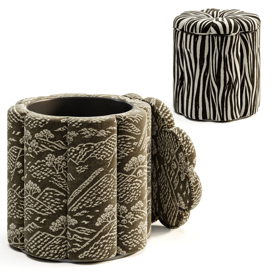 Fleur Textured Performance Velvet Storage Ottoman - Image 5