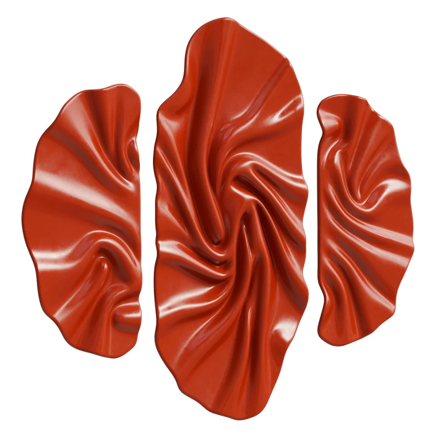 Modern Fluid Brass Metal Wall Decor Triptych - Image 2