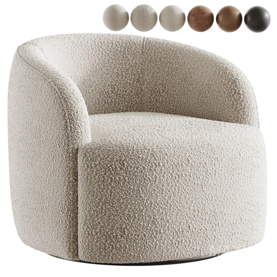 Gwyneth Ivory Boucle Swivel Chair by goop - Image 1