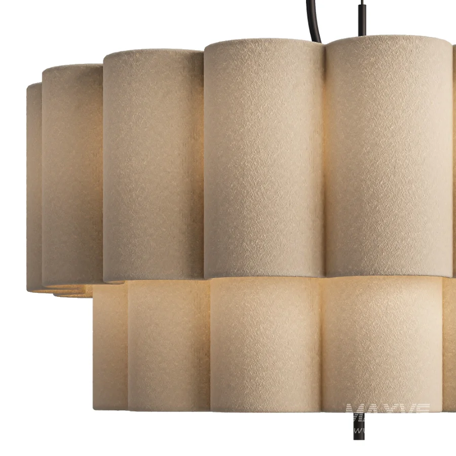 Folia large scalloped natural linen pendant - Image 3
