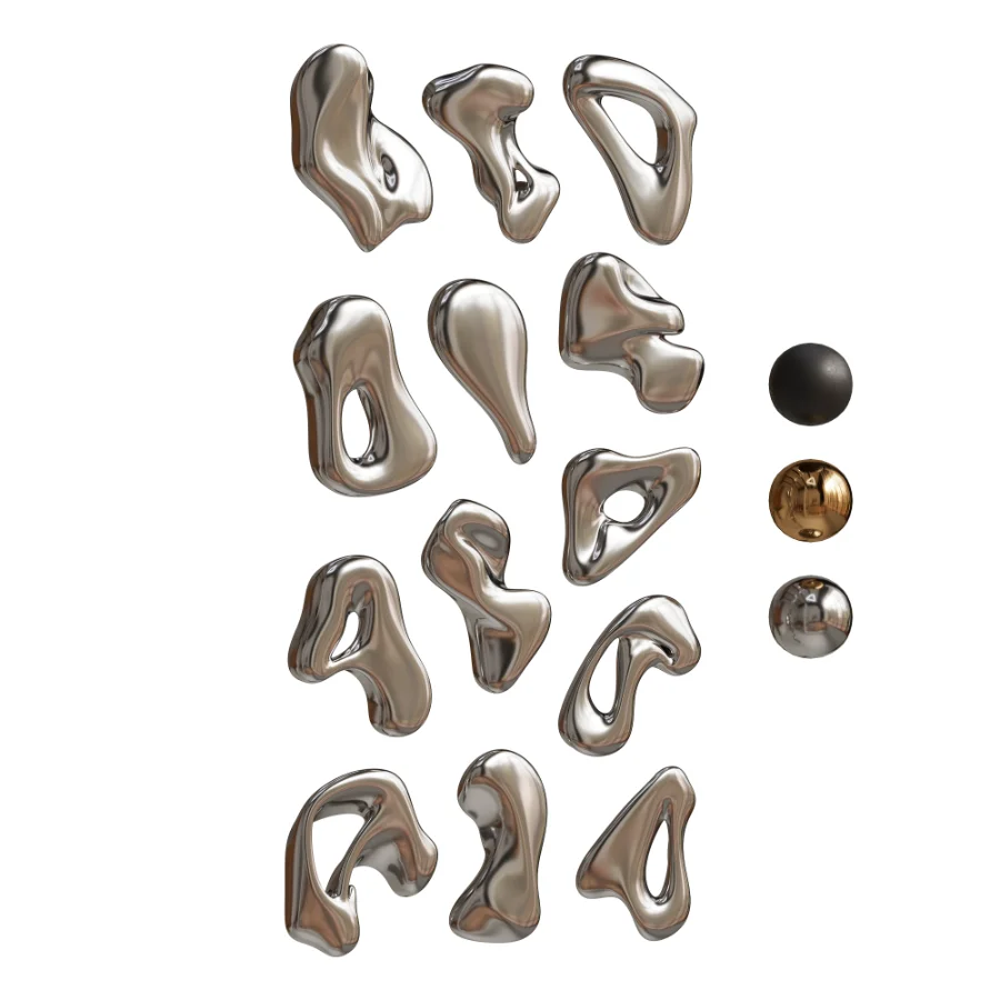 Abstract chrome wall decor 01 - Image 1