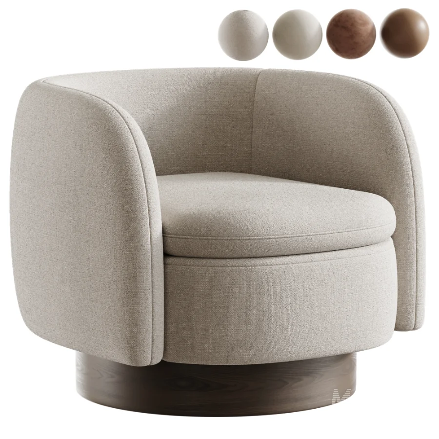 Muir Taupe Velvet Swivel Chair - Image 1
