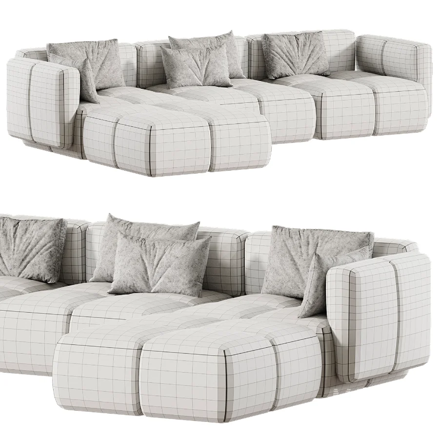 Westwing Teddy Boucle Modular Sofa with Tayla Pouf - Image 2