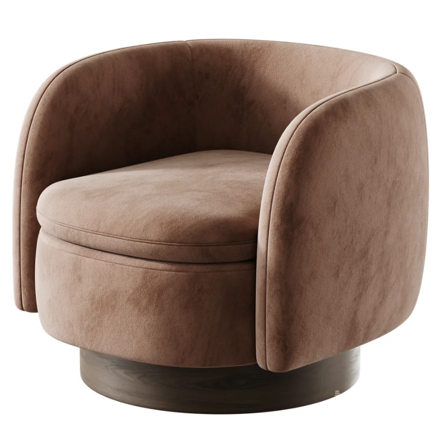 Muir Taupe Velvet Swivel Chair - Image 3