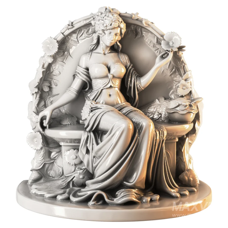 Art Nouveau Goddess with Floral Swan - Image 1