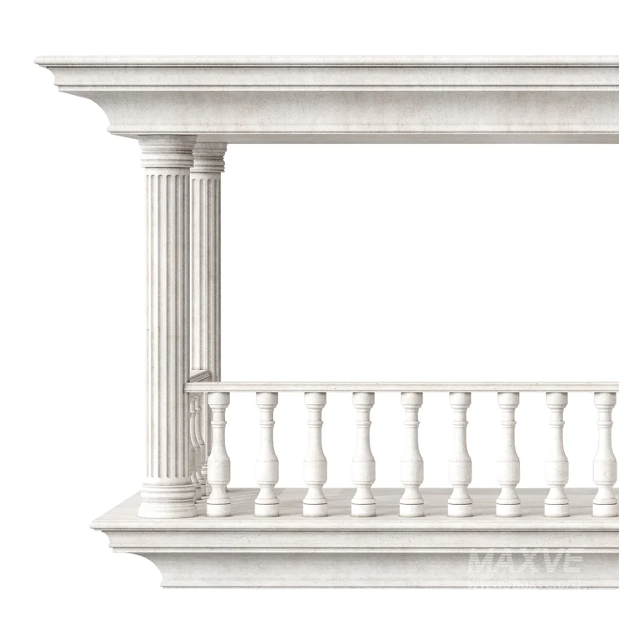 Classical Balcony With Marble Baluster Detailing – Facade Element 2 - Image 3