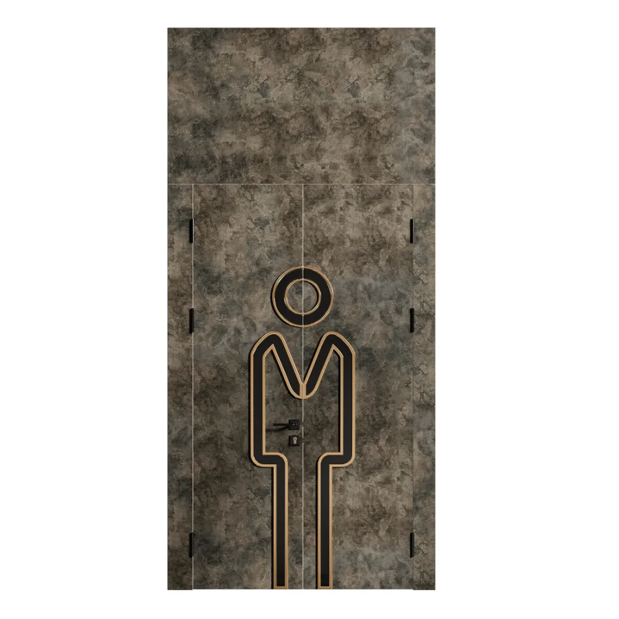 WC Toilet Doors with Metal Male Female Baby Signs Modern - Image 1