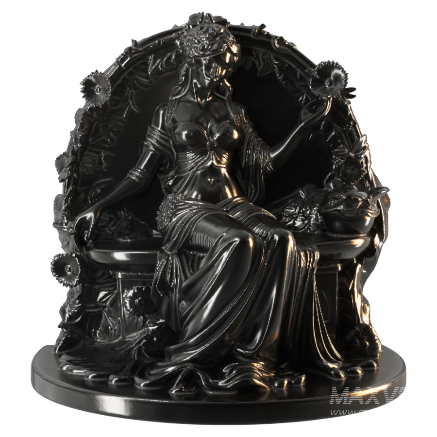 Art Nouveau Goddess with Floral Swan - Image 2