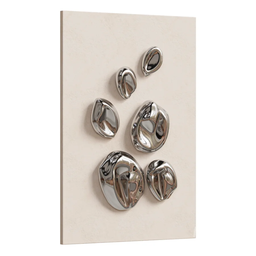 Abstract Chrome Liquid Shell Wall Decor - Image 1