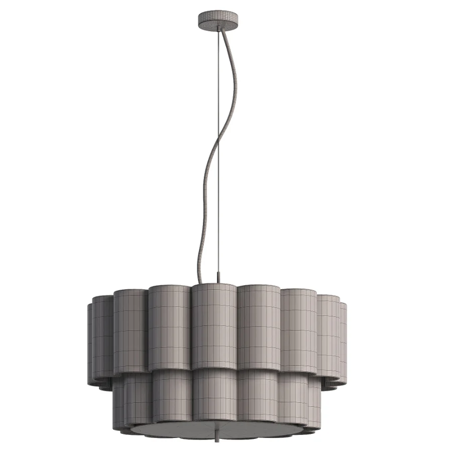 Folia large scalloped natural linen pendant - Image 4