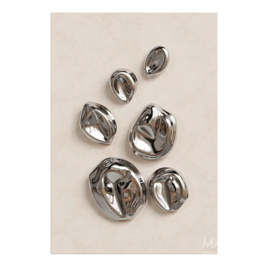 Abstract Chrome Liquid Shell Wall Decor - Image 2