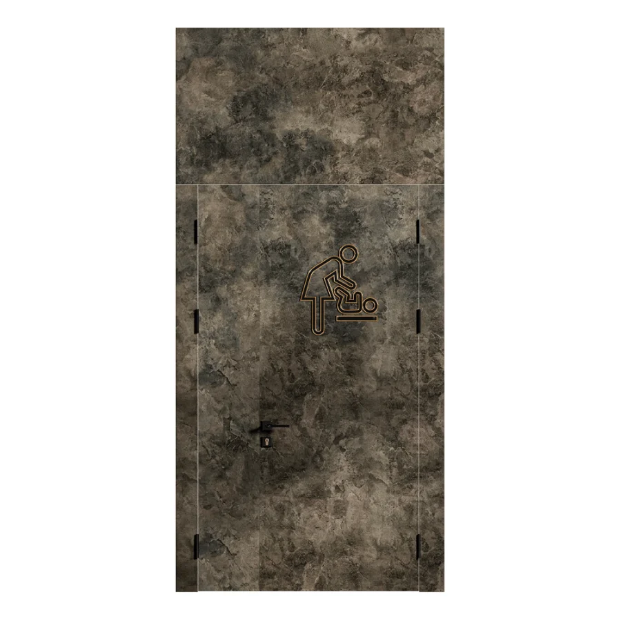 WC Toilet Doors with Metal Male Female Baby Signs Modern - Image 2