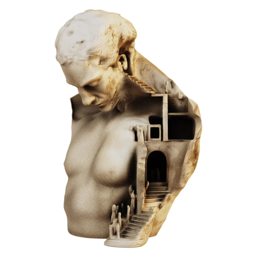 Surrealistic Classical Bust Architectural Sculpture - Image 2