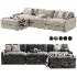 Malea 4 Piece L Shaped Charcoal Grey Performance Fabric Sectional Sofa with Ottoman - Thumbnail 7
