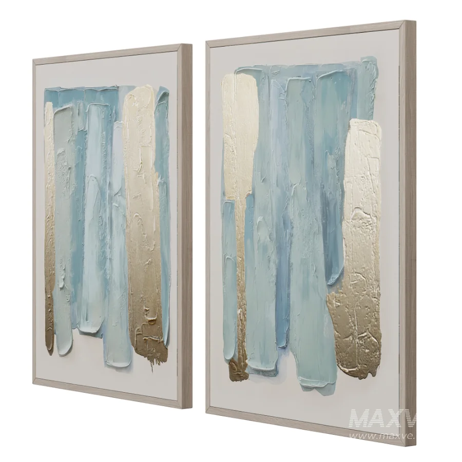 Blue Drift Framed Champagne Painted Wall Art Set of 2 by Z Gallerie - Image 3