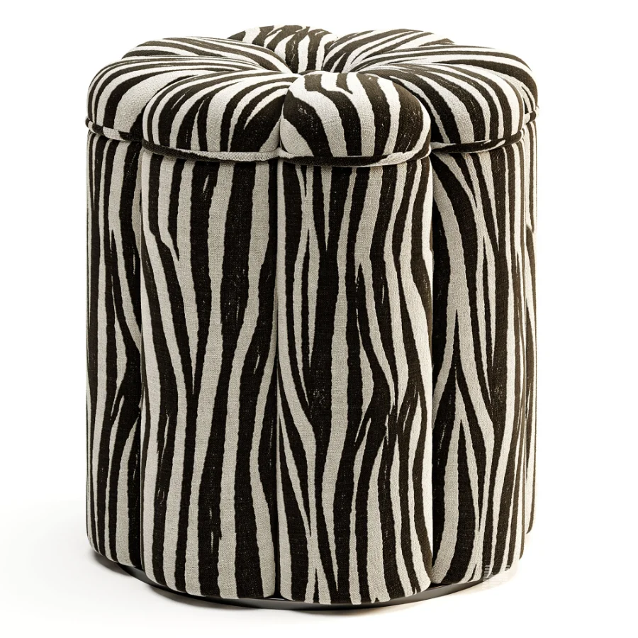 Fleur Textured Performance Velvet Storage Ottoman - Image 7