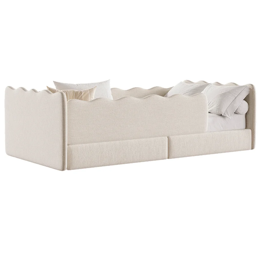 Cozy Ivory Boucle Low Profile Kids Bed - Image 5