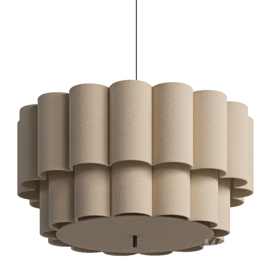 Folia large scalloped natural linen pendant - Image 2