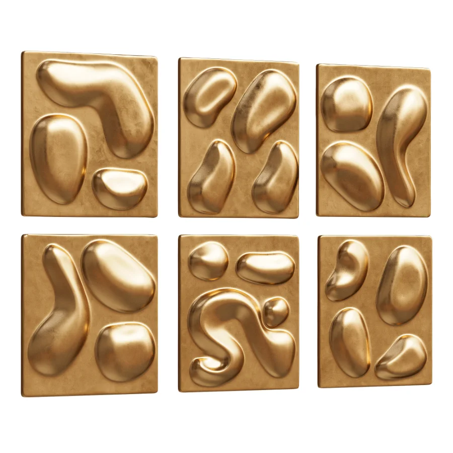 Wall Sculpture Set Modern Gold Relief 27 - Image 1