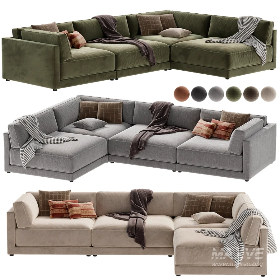 Oriole 4 Piece L Shaped Dark Brown Performance Velvet Modular Sectional Sofa - Image 3