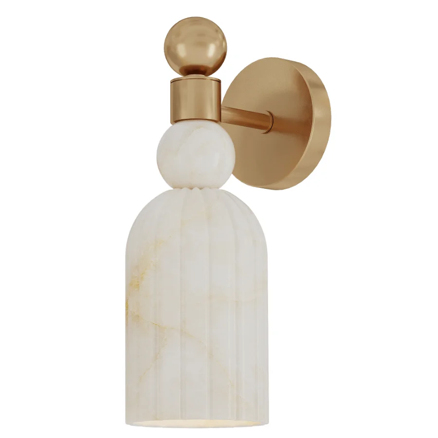 Alabaster Brass Wall Sconce - Image 3