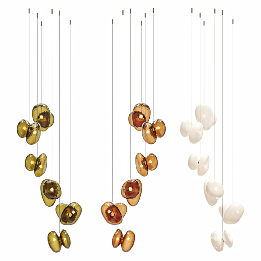 A N D Pebble Chandelier 6 LED Blown Glass Pendant Lamp - Image 6