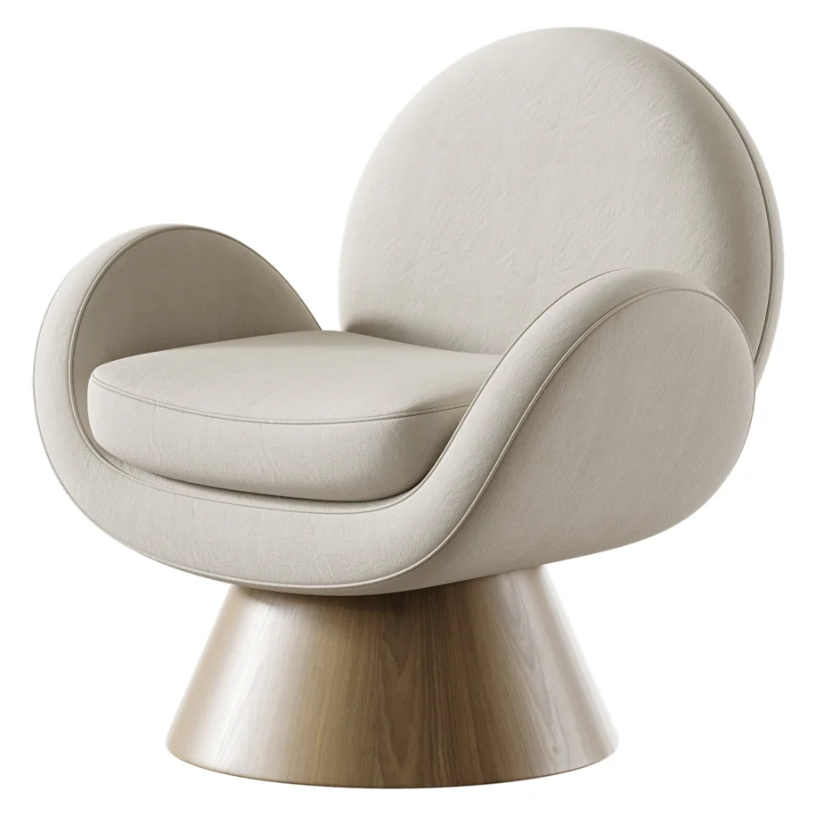 Swivel Armchair With Solid Wood Base - Image 2